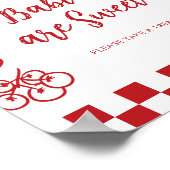 Babies are sweet Whimsical Bow Pizza Baby Shower ポスター (角)