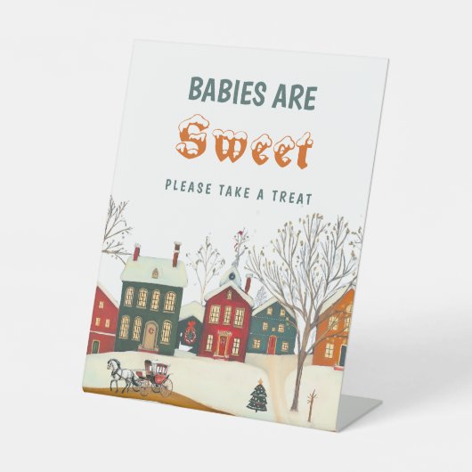 Babies Are Sweet Winter Village Candy Table Decor 台座サイン (正面)
