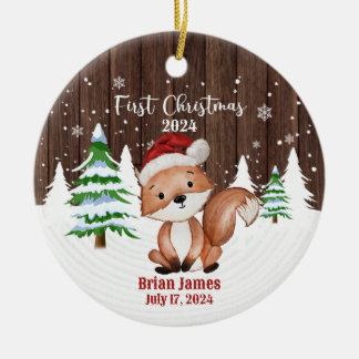 Babies First Christmas Fox Ornament セラミックオーナメント