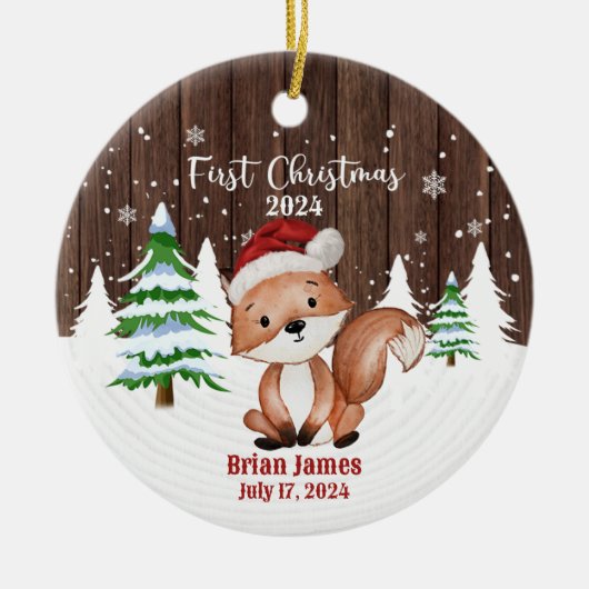 Babies First Christmas Fox Ornament セラミックオーナメント (正面)