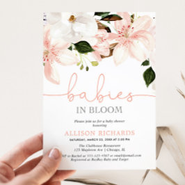 Babies in Bloom lilies twin girls baby shower 招待状