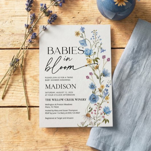 Babies in Bloom | Twins Baby Shower Invitation 招待状