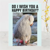 BABOON BUTT FUNNY MONKEY BIRTHDAY GREETING カード (黄色い花)