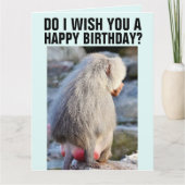 BABOON BUTT FUNNY MONKEY BIRTHDAY GREETING カード (正面)