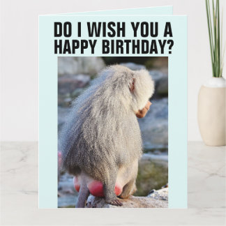 BABOON BUTT FUNNY MONKEY BIRTHDAY GREETING カード
