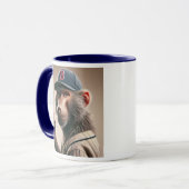 Babouin joueur de baseball avec casquette. マグカップ (正面左)