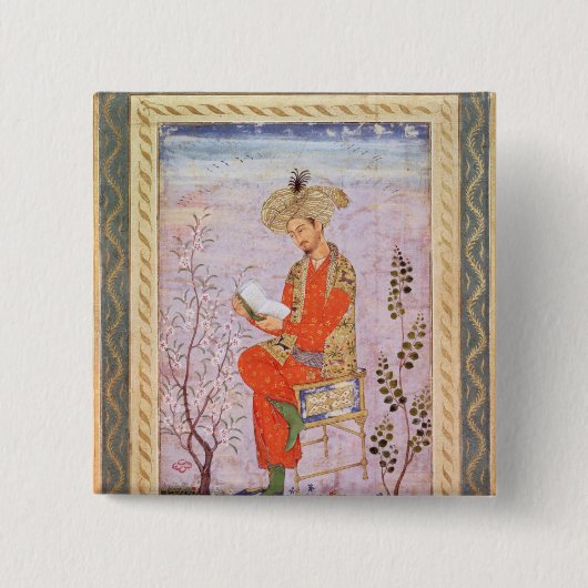 Baburの読書、Mughal 缶バッジ (正面)