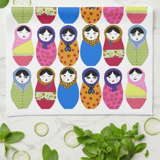 Babushkaの人形 キッチンタオル (折り畳み)