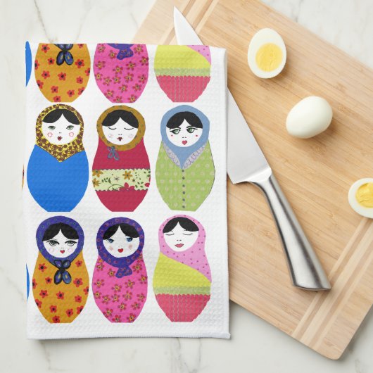 Babushkaの人形 キッチンタオル (四つ折り)