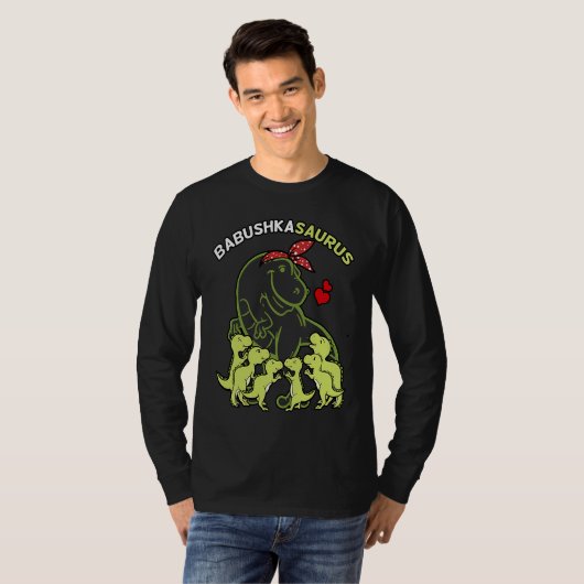 Babushkasaurus Babushka 6 Kids Dinosaur Mother's D Tシャツ (正面フル)