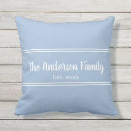 Baby シンプル Blue and White Family Name Est.(青と白の姓のエス アウトドアクッション