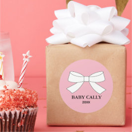 BABY ピンクのティアラ パーティ クラシック ラウンド ステッカー