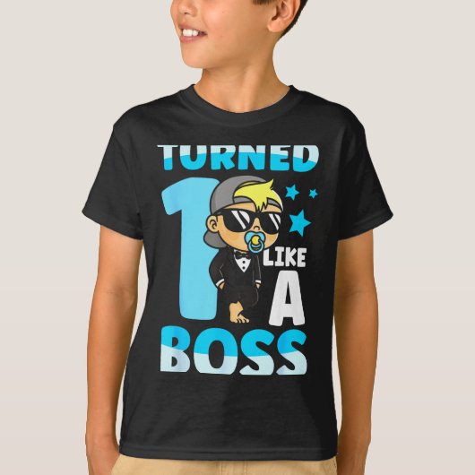Baby 1st Birthday Boy Girl 1 Year Like A Boss Kids Tシャツ (正面)