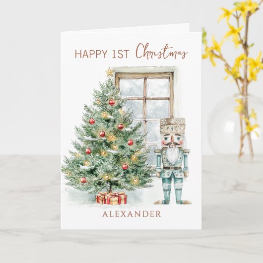 Baby 1st Christmas Nutcracker Tree カード (黄色い花)