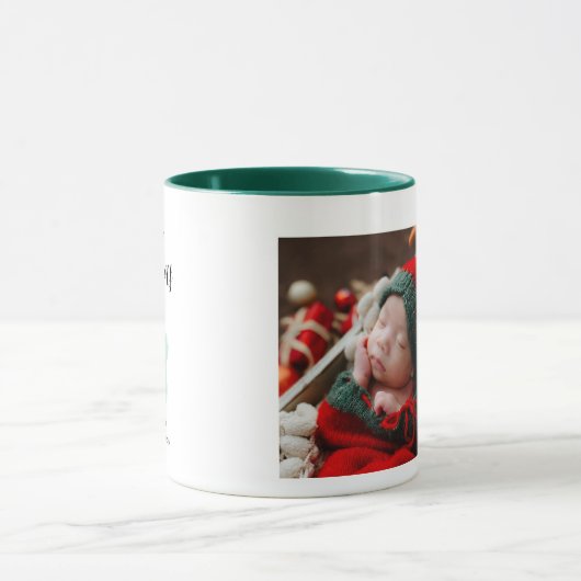Baby 1st Christmas Photo Mug - Personalized Custom マグカップ (中央)
