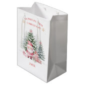 Baby 1st Christmas Pine Tree Fawn Santa Gift Bag ミディアムペーパーバッグ (裏面アングル)