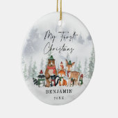 Baby 1st First Christmas Snowy Winter Woodland セラミックオーナメント (右)