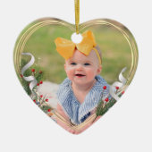 Baby 1st Xmas Birth Info Custom Photo Milestone セラミックオーナメント (正面)