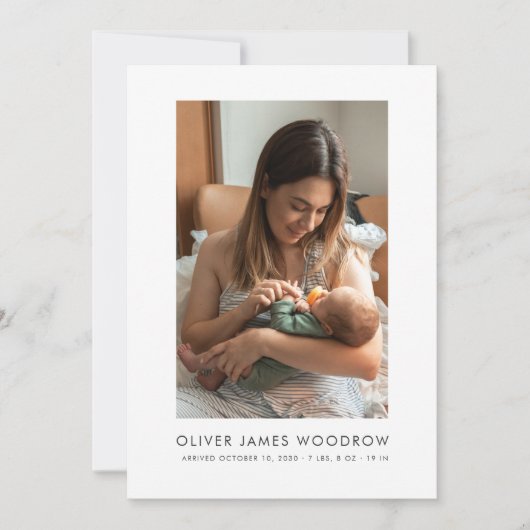 Baby 3 Photo Collage Birth Announcement Flat Card (正面)
