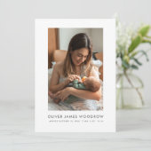 Baby 3 Photo Collage Birth Announcement Flat Card (スタンド正面)