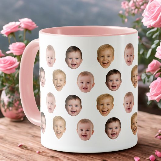 Baby 3 Photo Face Mug, Personalized Gift マグカップ