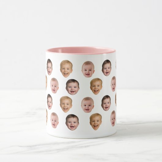 Baby 3 Photo Face Mug, Personalized Gift マグカップ (中央)