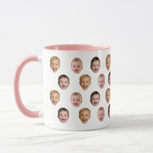 Baby 3 Photo Face Mug, Personalized Gift マグカップ (左)