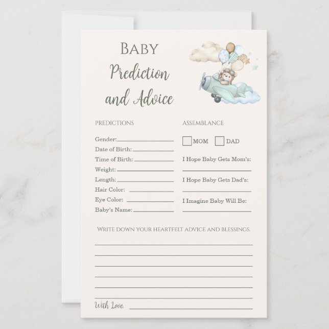 Baby Advice and Predictions Game Can Bearly Wait (正面)