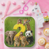 Baby African Animals With a Big Number Two ペーパープレート (パーティー)