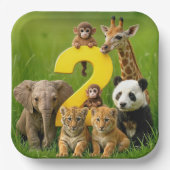 Baby African Animals With a Big Number Two ペーパープレート (正面)