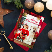Baby and dog super cute Christmas card  招待状