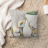 Baby and Mom Elephant Watercolor クッション (ブランケット)