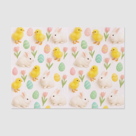 Baby Animals and Easter Eggs Pattern  薄葉紙 (正面)