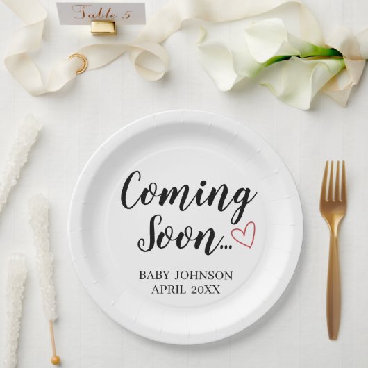 Baby Announcement Coming Soon Paper Plates ペーパープレート (ウェディング)