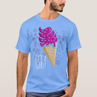 Baby Announcement Girl Ice Cream Pregnancy Gender Tシャツ