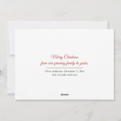 Baby Announcement Merry Christmas Photo シーズンカード (裏面)