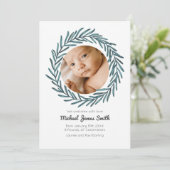 Baby Announcement Photo Card Wreath Baby greenery 招待状 (スタンド正面)