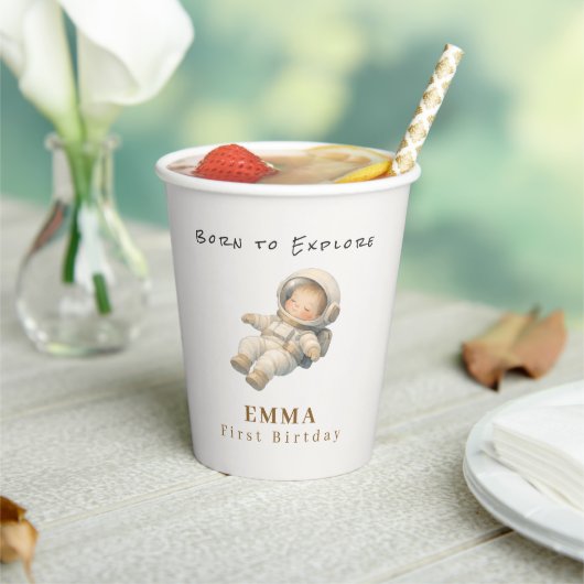 Baby Astronaut First Birthday Custom Paper cup 紙コップ (インサイチュ)