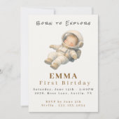 Baby Astronaut First Birthday Flat Invitation Card 招待状 (正面)