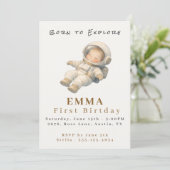 Baby Astronaut First Birthday Flat Invitation Card 招待状 (スタンド正面)