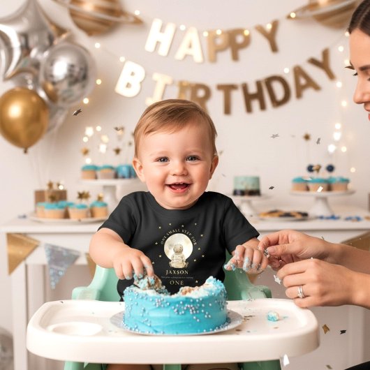 Baby Astronaut First Birthday Moon Stars Graphic  ベビーTシャツ