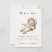 Baby Astronaut First Birthday Thank You Card サンキューカード (正面)