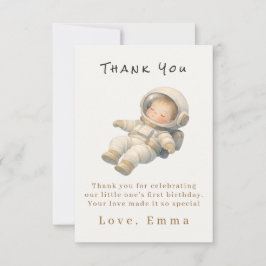 Baby Astronaut First Birthday Thank You Card サンキューカード