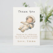 Baby Astronaut First Birthday Thank You Card サンキューカード (スタンド正面)