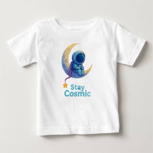 Baby Astronaut “Stay Cosmic” T-Shirt – Cute Space  ベビーTシャツ (正面)