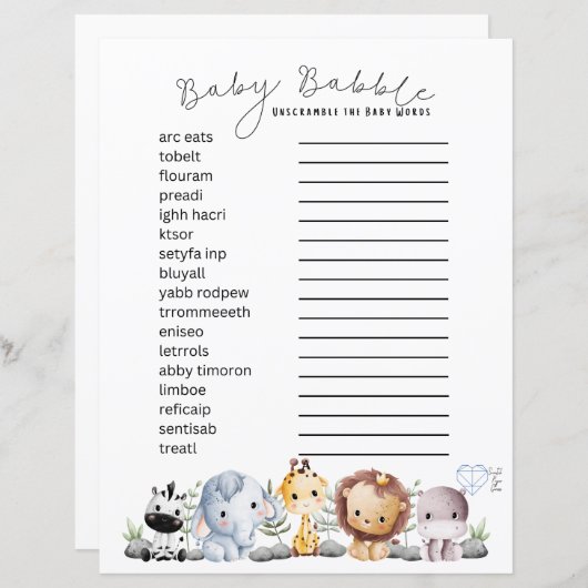 Baby Babble - Baby Themed Word Scramble (正面/裏面)