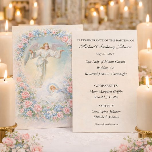 Baby Baptismal Remembrance Floral Angels 名刺