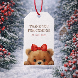 Baby Bear And Rowan Berries Baby Shower ギフトタグ