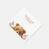 Baby Bear And Rowan Berries Baby Shower スタンダードカクテルナプキン (角)
