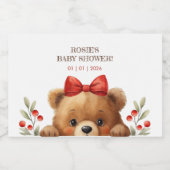 Baby Bear And Rowan Berries Baby Shower スパークリングワインラベル (シングルラベル)